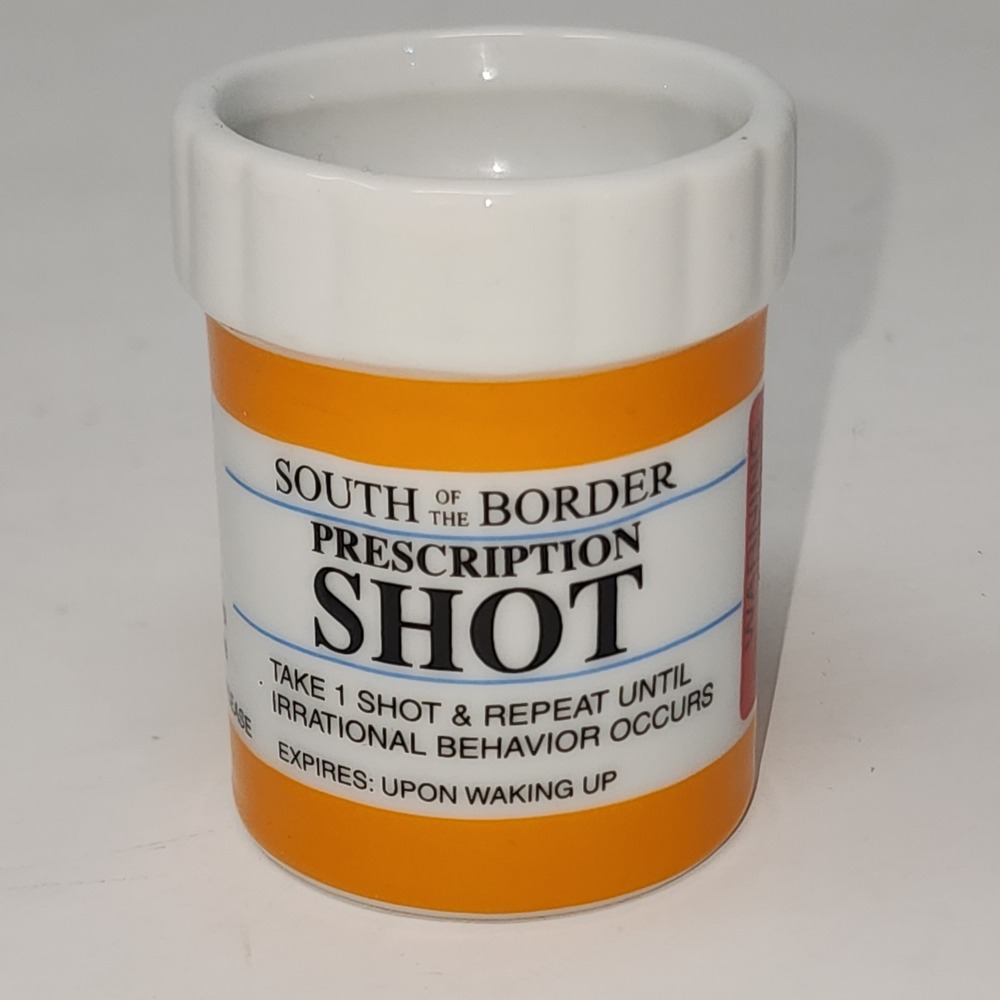 South of the Border Prescription Shot Glass Ceramic Orange Pill Bottle Novelty